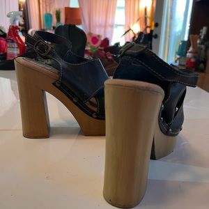 Sbicca Women's Size 7M Iness Y2K Black Leather Slingback Platform High Heels